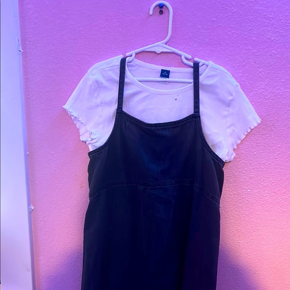 Black Slip Dress with White Tee